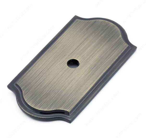 64mm Classic Rounded End Rectangular Handle Backplate - Antique English