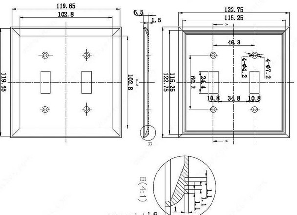 Contemporary Framed 2 Toggle Switch Plate - Brushed Nickel