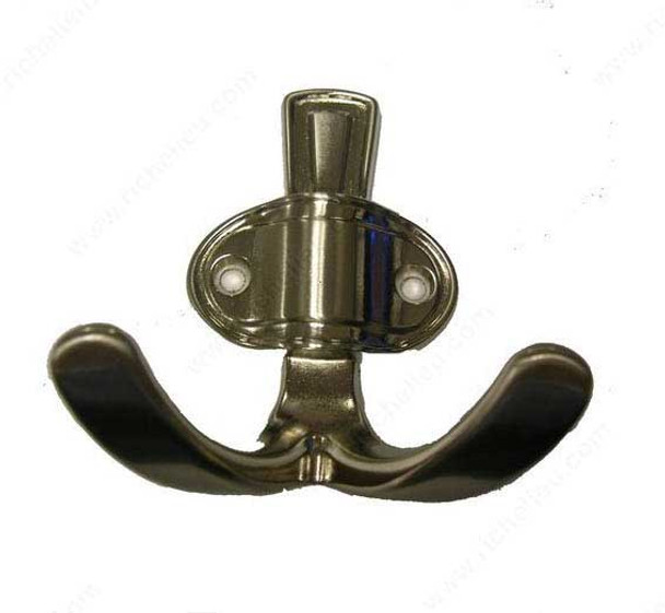 76mm Transitional Double Hook - Brushed Nickel
