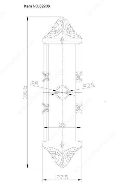 106mm Classic Expression Rectangular Ornate Knob Backplate - Brushed Nickel