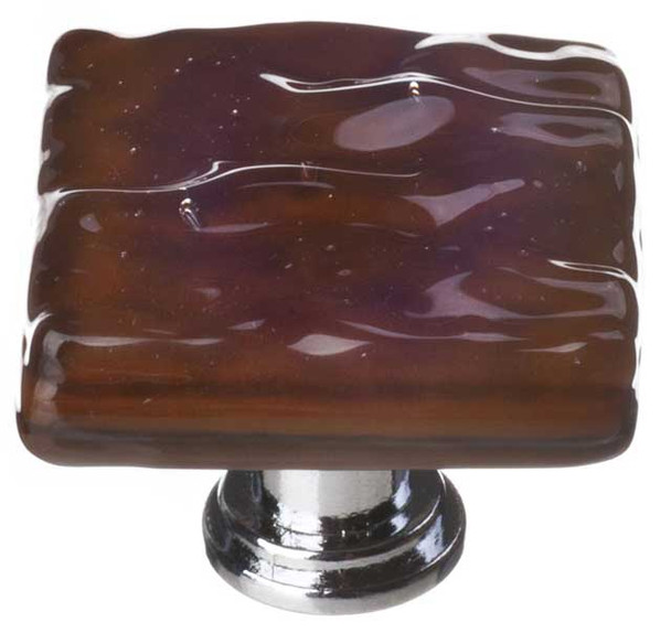 1-1/4" Square Glacier Woodland Brown Knob - Polished Chrome