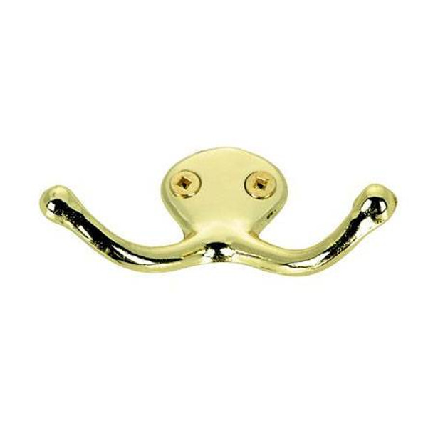 38mm Urban Style Double Wardrobe Hook - Brass