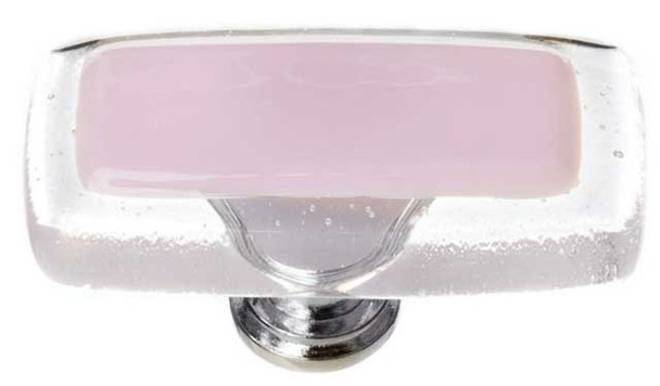 2" Reflective Pink Long Knob - Satin Nickel