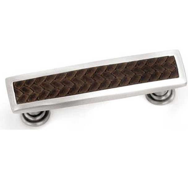 96mm CTC Churchill Rectangular Pull - Satin Nickel / Brown