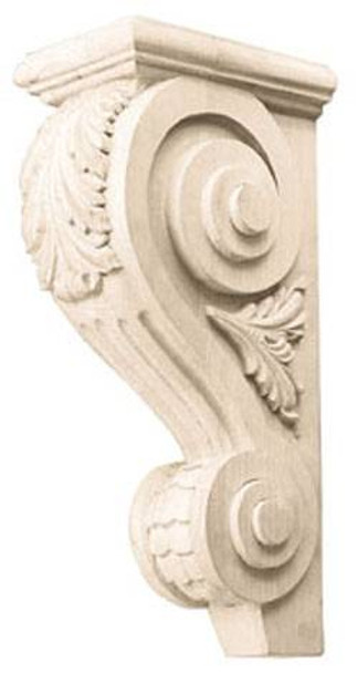 Corbel, acanthus, maple, 4 1/8 x 14 x 7 5/8"