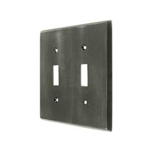 Double Toggle Transitional Switch Plate - Antique Nickel