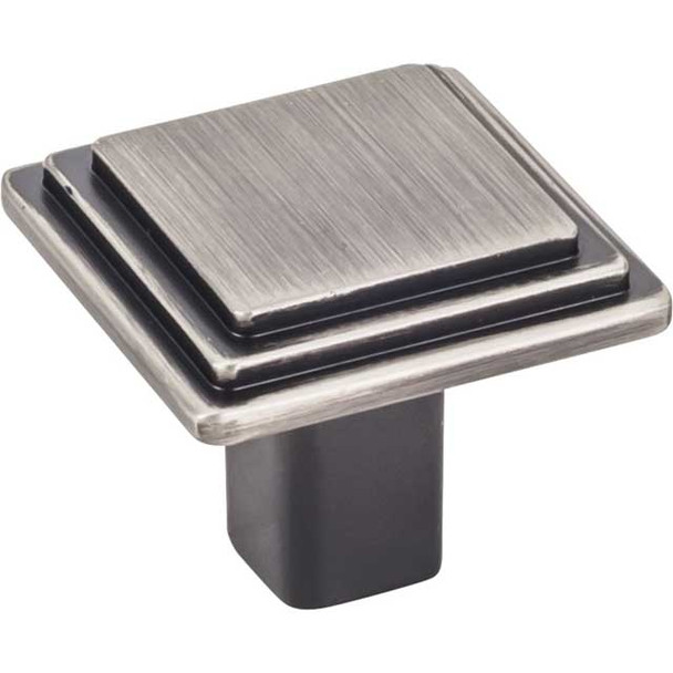 1-1/4" Square Stepped Calloway Knob - Brushed Pewter