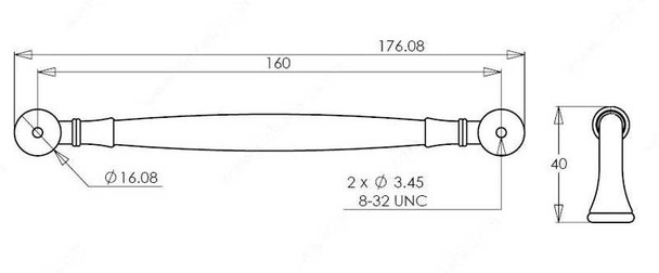 160mm CTC Classic Wider Base Rounded Pull - Nickel