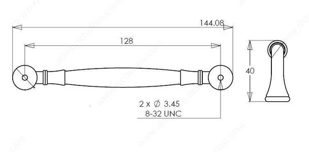 128mm CTC Classic Wider Base Rounded Pull - Nickel