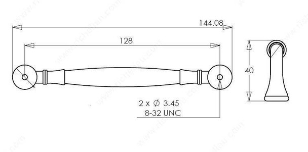 128mm CTC Classic Wider Base Rounded Pull - Brushed Nickel