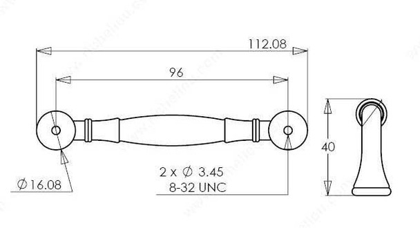 96mm CTC Classic Wider Base Rounded Pull - Brushed Nickel