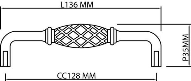 128mm CTC Country Style Birdcage Pull - Natural Iron