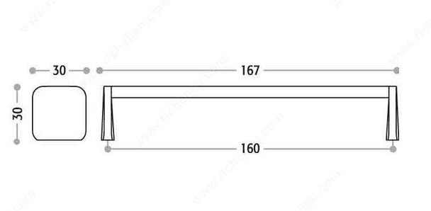 160mm CTC Two-Tone Rectangular Pull - Chrome