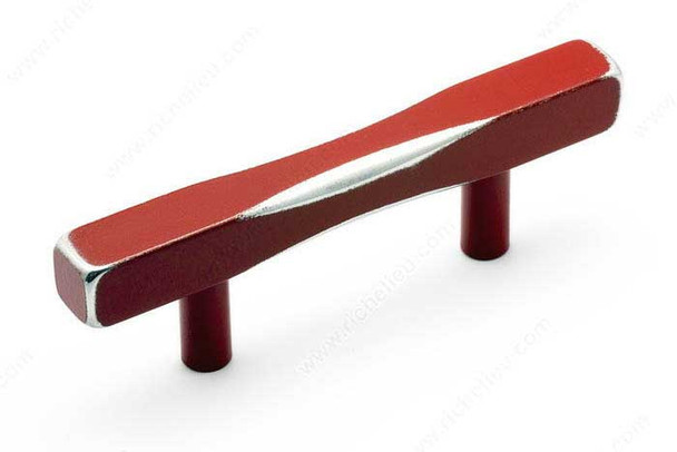 64mm CTC Worn Edge Rectangular Industrial Bench Pull - Metallic Brushed Red