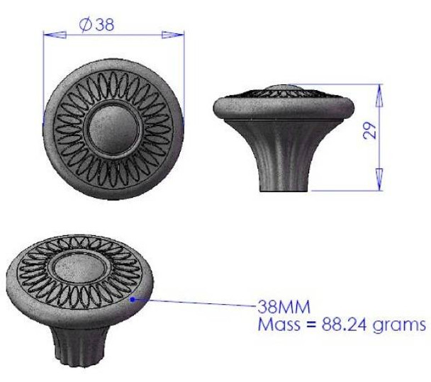 38mm Dia. Inspiration Collection Empire Round Knob - Florentine Bronze