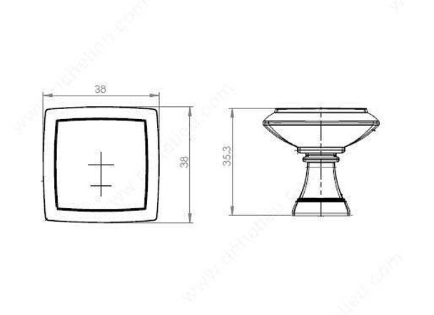 38mm Square Transitional Style Tapered Base Knob - Nickel