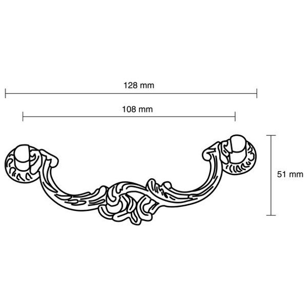 108mm CTC Ornate Louis XVI Drop Pull - Brass