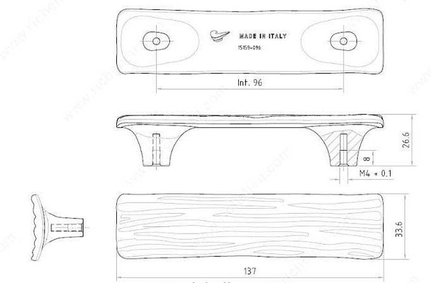 96mm CTC Classic Art Deco Style Ridged Bench Pull - Old America