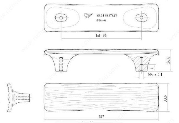 96mm CTC Classic Art Deco Style Ridged Bench Pull - Faux Iron