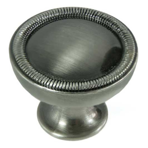 1-1/4" Dia. Round Vanilla Border Knob - Satin Antique Nickel