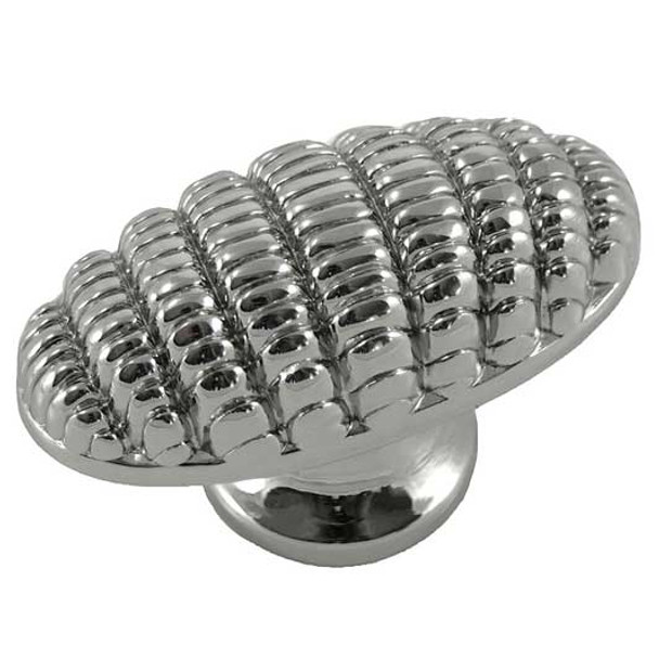 1-1/2" Oval Quilted Knob - Polished Nickel