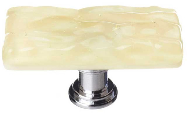 2" Glacier Pale Yellow Skinny Long Knob - Polished Chrome