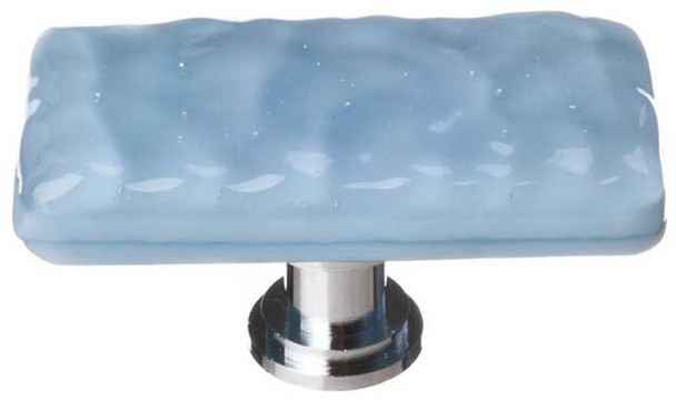 2" Glacier Powder Blue Long Knob - Polished Chrome