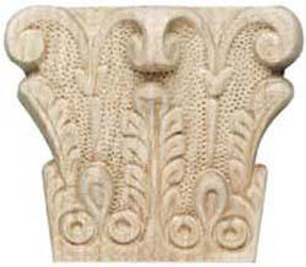 Carved Ornament, acanthus, beech, 5-1/8" x 4-1/2" x 1-9/16"