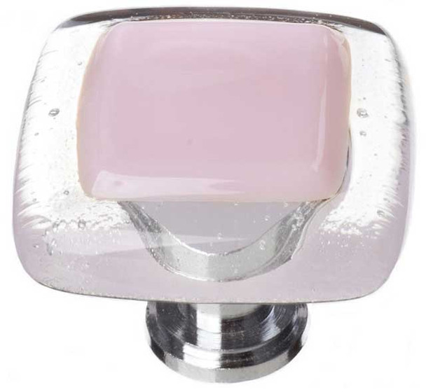 1-1/4" Square Reflective Pink Knob - Oil Rubbed Bronze