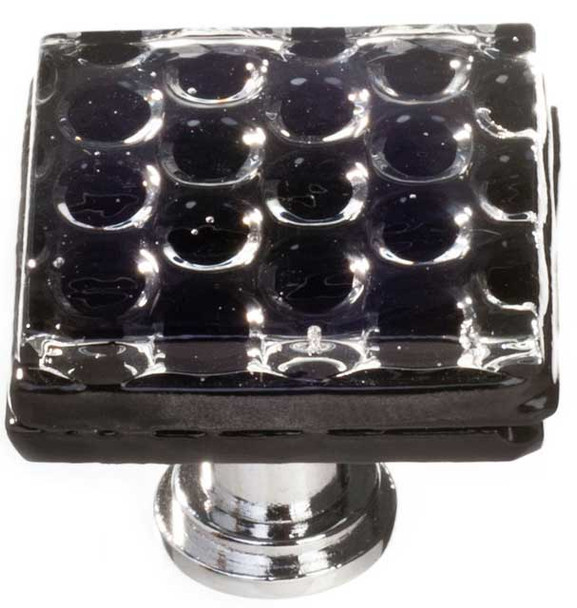 1-1/4" Square Black Honeycomb Knob - Satin Nickel