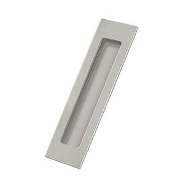 7" Rectangular Solid Brass Flush Pull - Brushed Nickel