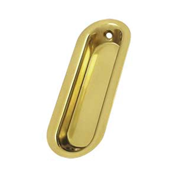 3-1/2" Oblong Flush Pull - Polished Brass