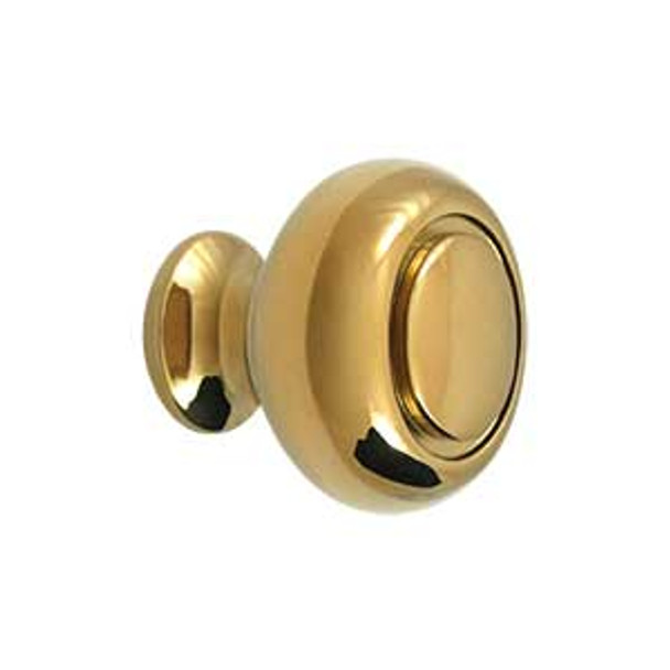 1-1/4" Dia. Round Groove Knob - PVD Polished Brass