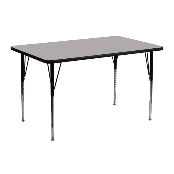 Rectangular Grey High Pressure Laminate Activity Table with Standard Height Adjustable Legs