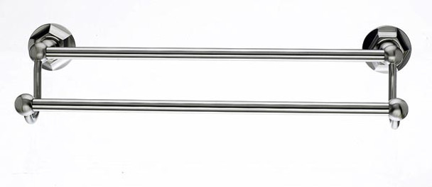 Top Knobs - Bath Double Towel Rod - Brushed Satin Nickel - Hex Back Plate (TKED7BSNB)