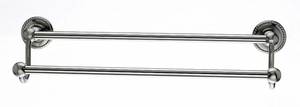 Top Knobs - Bath Double Towel Rod - Brushed Satin Nickel - Rope Back Plate (TKED9BSNF)