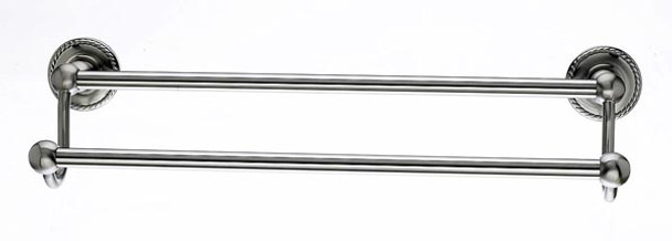 Top Knobs - Bath Double Towel Rod - Brushed Satin Nickel - Rope Back Plate (TKED7BSNF)