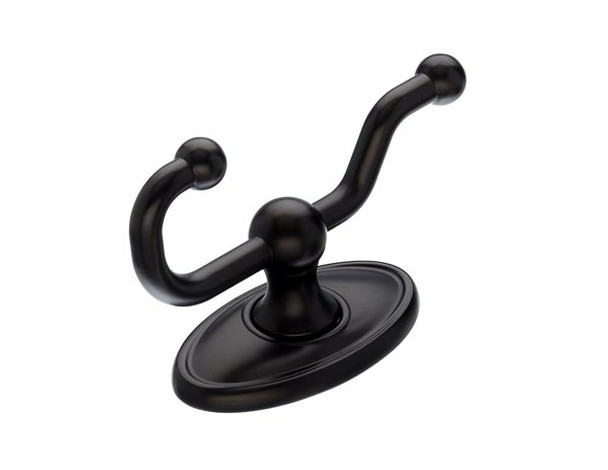 Top Knobs - Bath Double Hook - Oil Rubbed Bronze - Oval Back Plate (TKED2ORBC)