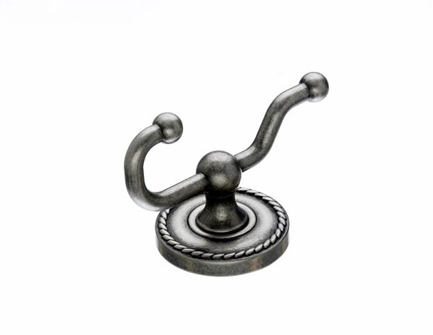 Top Knobs - Bath Double Hook - Antique Pewter - Rope Back Plate (TKED2APF)