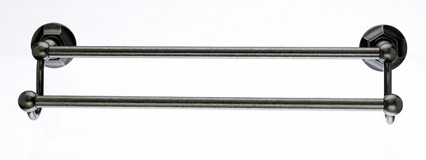 Top Knobs - Bath Double Towel Rod - Antique Pewter - Hex Back Plate (TKED9APB)