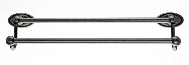 Top Knobs - Bath Double Towel Rod - Antique Pewter - Oval Back Plate (TKED7APC)