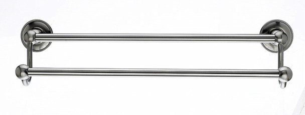 Top Knobs - Bath Double Towel Rod - Brushed Satin Nickel - Beaded Back Plate (TKED9BSNA)