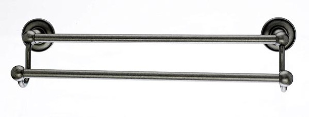 Top Knobs - Bath Double Towel Rod - Antique Pewter - Plain Back Plate (TKED7APD)