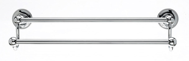 Top Knobs - Bath Double Towel Rod - Polished Chrome - Beaded Back Plate (TKED9PCA)