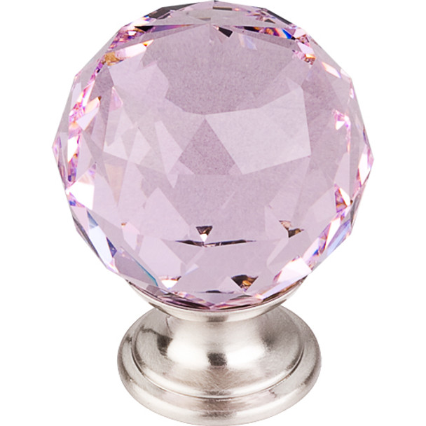 Top Knobs - Pink Crystal Knob  w Brushed Satin Nickel Base (TKTK118BSN)