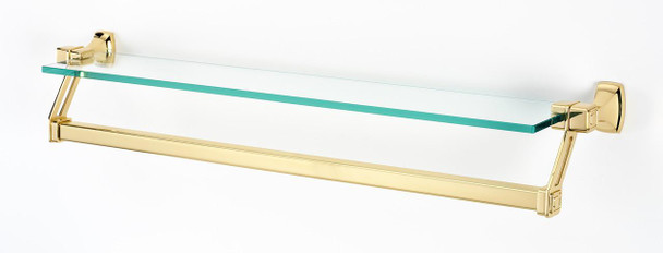 Alno | Cube - 25" Glass Shelf with Towel Bar in Polished Brass (A6527-25-PB)