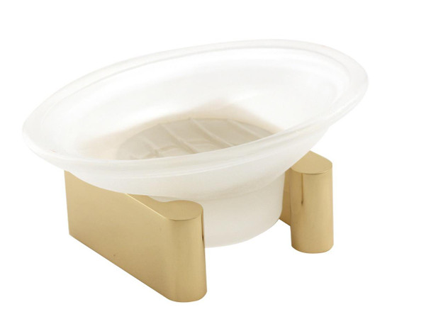 Alno | Luna - Counter Top Soap Dish W/ Glassware in Unlacquered Brass (A6835-PB/NL)