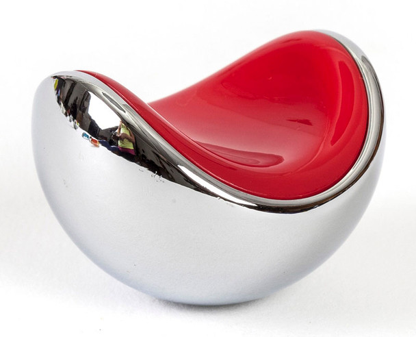 KNOB 40MM POLISHED CHROME AND RED (BER-9774-1000-P)
