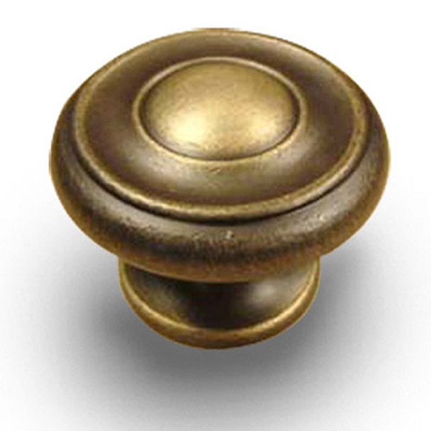 Plymouth - Premium Solid Brass, Knob, 1-1/2" dia, Weathered Brass (CENT11428-WB)