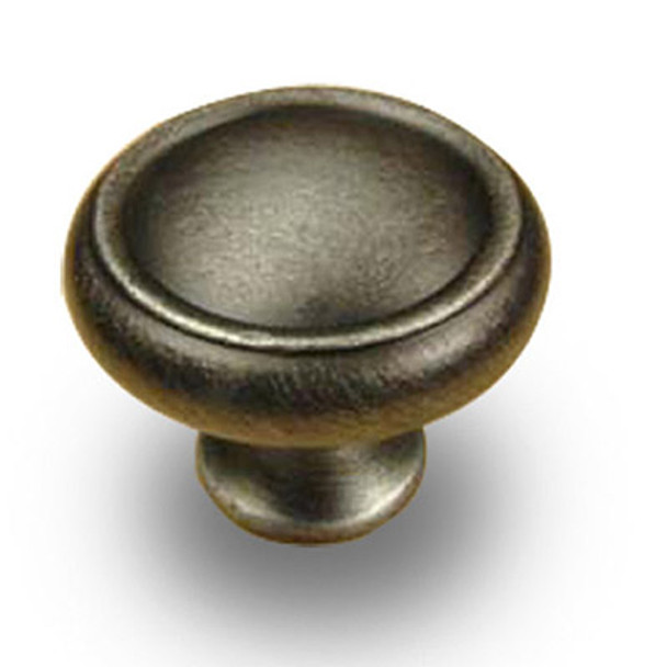 Plymouth - Premium Solid Brass, Knob, 1-1/4" dia. Weathered Pewter (CENT11626-WP)